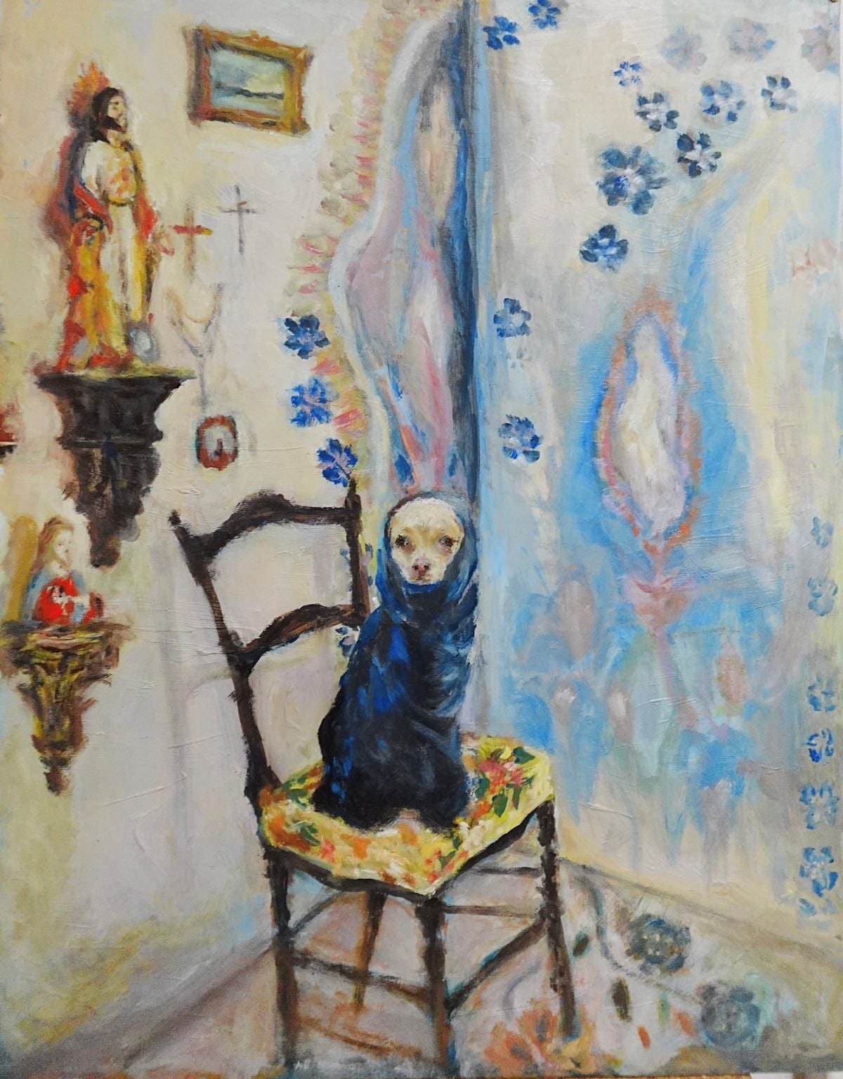 Into the Silence, original oil painting on panel by Mia Cugasi, contemplative mood, 11 by 14 inches