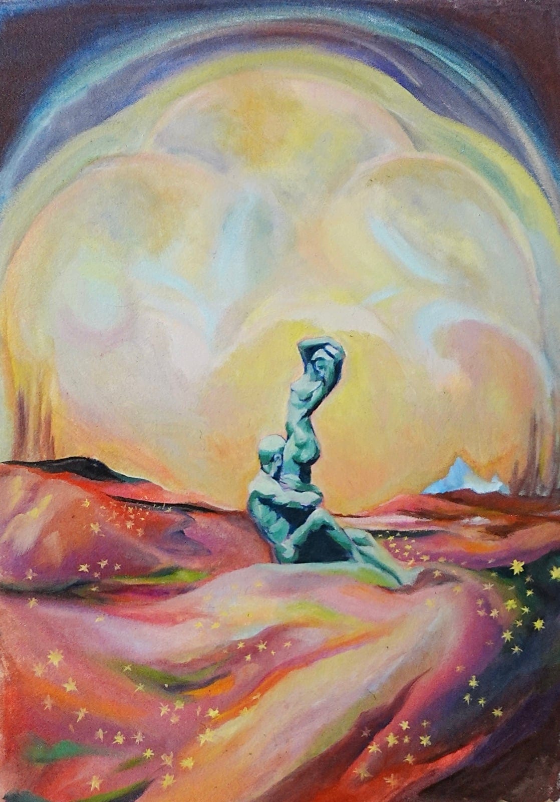 Liminal, original oil painting on paper by Houston artist Mia Cugasi, 19 by 13.5 inches